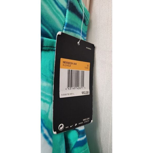 Nike Scoop Neck Sleeveless Swimwear Tankini Top Neon Green Black Size Small - Picture 6 of 8